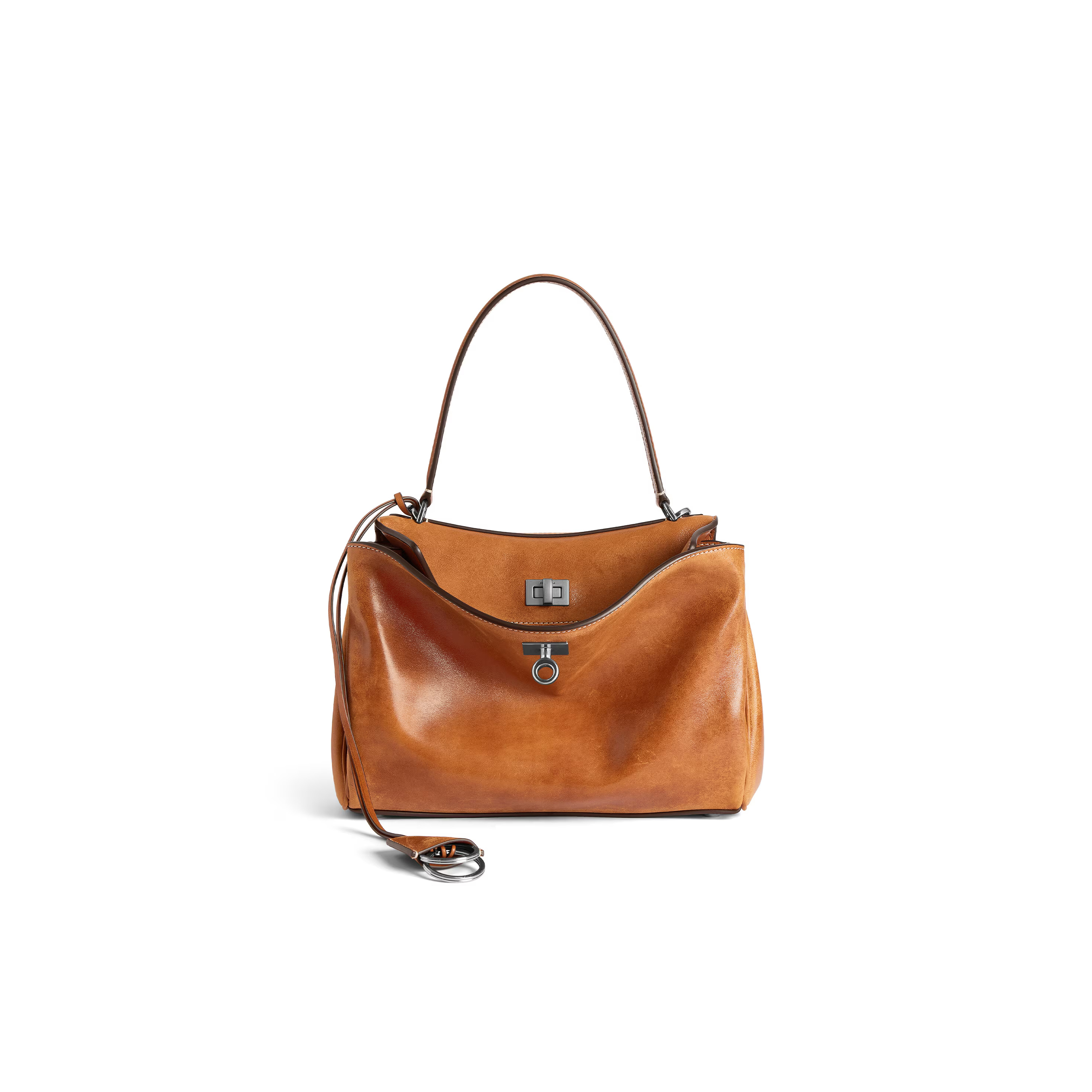 BALENCIAGA WOMEN'S RODEO HANDBAG SMALL IN TAN COWBOY 7897792ABP72753 (27*20*10cm) BALENCIAGA WOMEN'S RODEO HANDBAG SMALL IN TAN COWBOY 7897792ABP72753 (27*20*10cm)